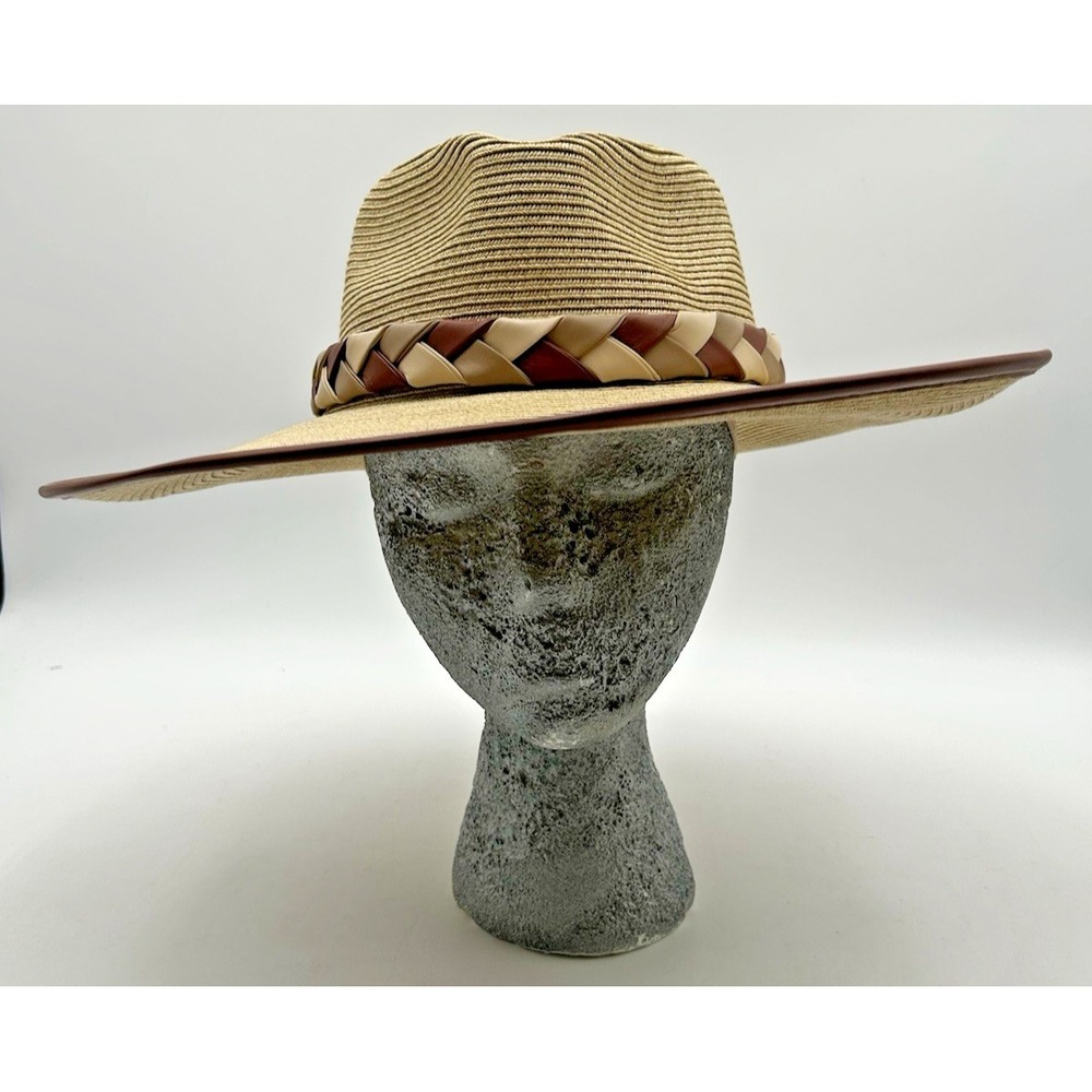 San Diego Hat Company Natural‎ Beige Fedora Crown Woven Paper Sun Brim Hat